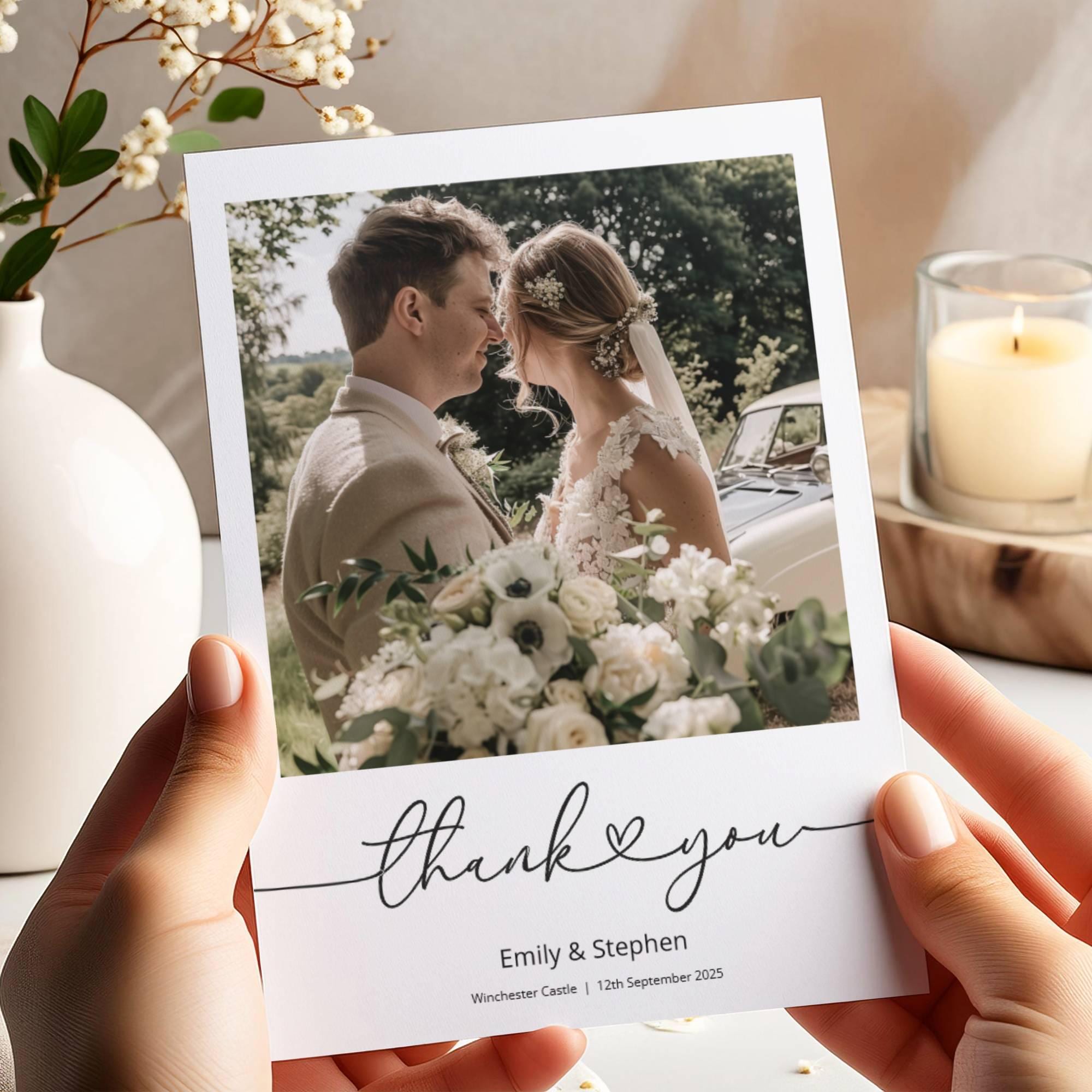 Personalised Wedding Thank You Cards, Photo, Elegant Design (Z3) - Etsy UK