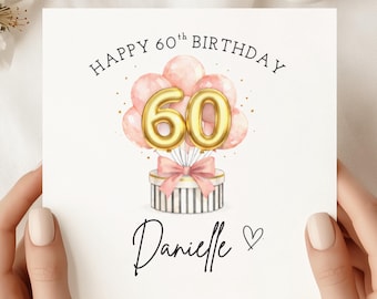 Personalised 60th Birthday Card for Her | Luxury Illustrated Designs (SQ)