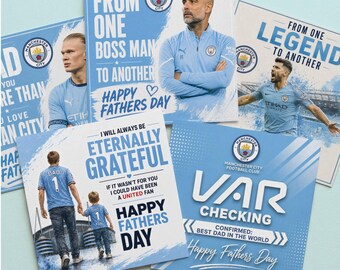 Manchester City Father's Day Card | Personalised Football Designs | Exclusive City-Inspired Designs | 148mm Square Greeting Card (SQ)