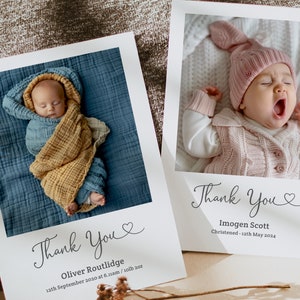 Photo Birthday Thank you card, (B3) New Baby Personalised Photo Thank you card, New Baby Photo Thank you Note, , Baby Photo Personalised