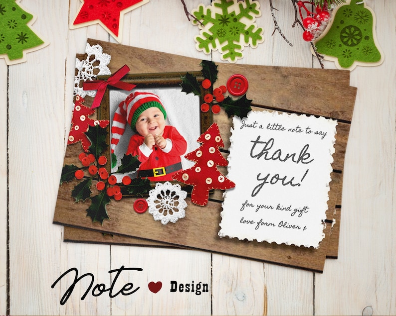 Thank You Cards Personalised Photo Christmas Cards Etsy UK
