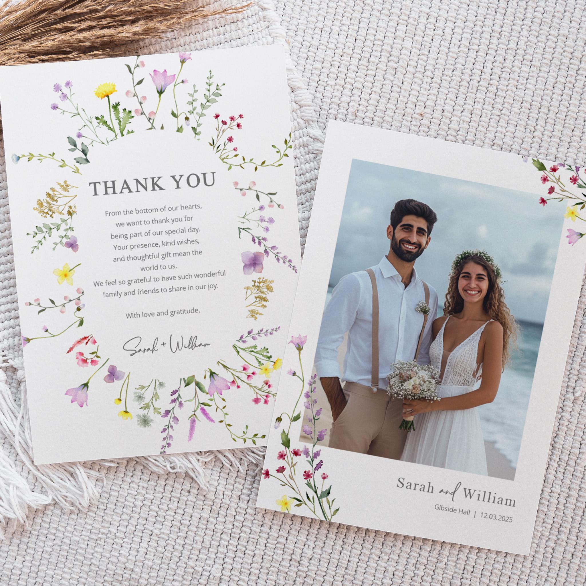 Personalised Photo Wedding Thank You Cards, Folded Card With Envelopes ...