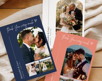 Custom Photo Wedding Thank You Cards | Personalised Elegant Minimalist Design (Z4)