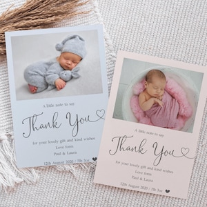 Personalised Photo Thank You Cards, New Baby Birth Announcement, A6 Custom Stationery (B3)