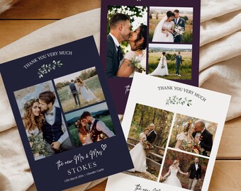 Custom Photo Wedding Thank You Cards, Elegant Stationery   Custom designs | Greenery (Z4)