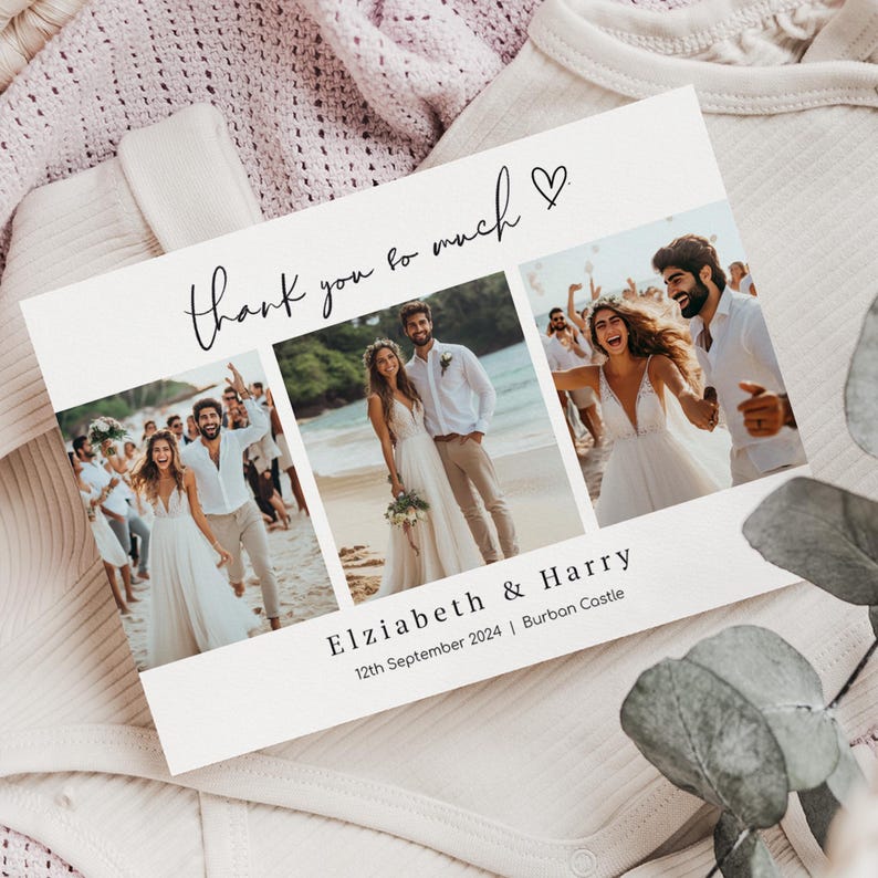 Personalised Photo Wedding Thank You Cards, Double Sided or Folded (Z1 ...