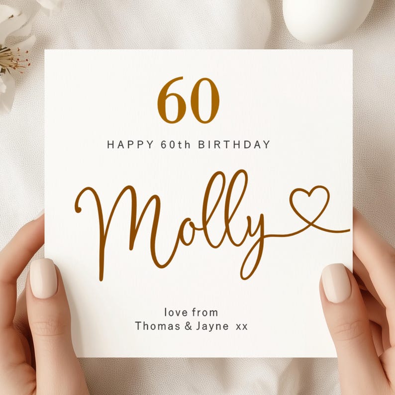 Personalised 60th Birthday Card | Luxury Square Design for Her (SQ ...