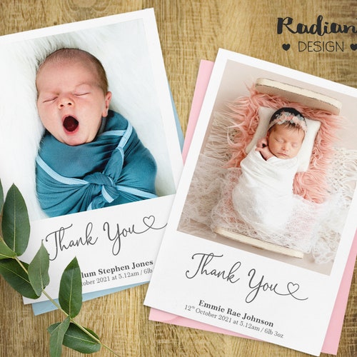 Birthday Thank You Card Personalised New Baby Thank You Card Etsy UK