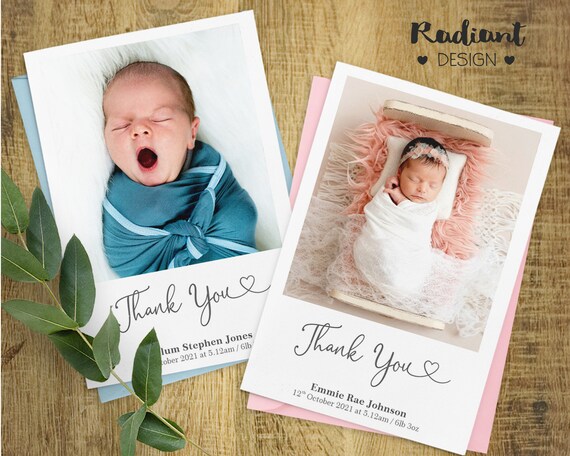 Photo Anniversaire Carte De Remerciement Nouveau Bebe Etsy France