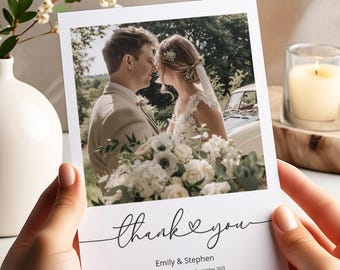 Personalised Photo Wedding Thank You Cards, Folded Card or Postcard (z1)