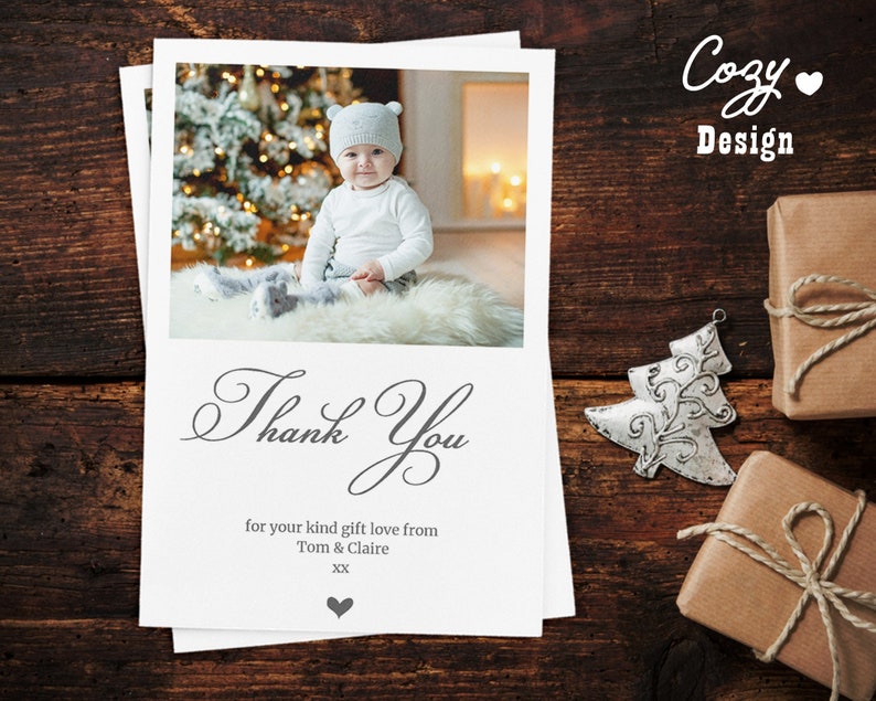 Thank You Cards Personalised Photo Christmas Cards Etsy UK