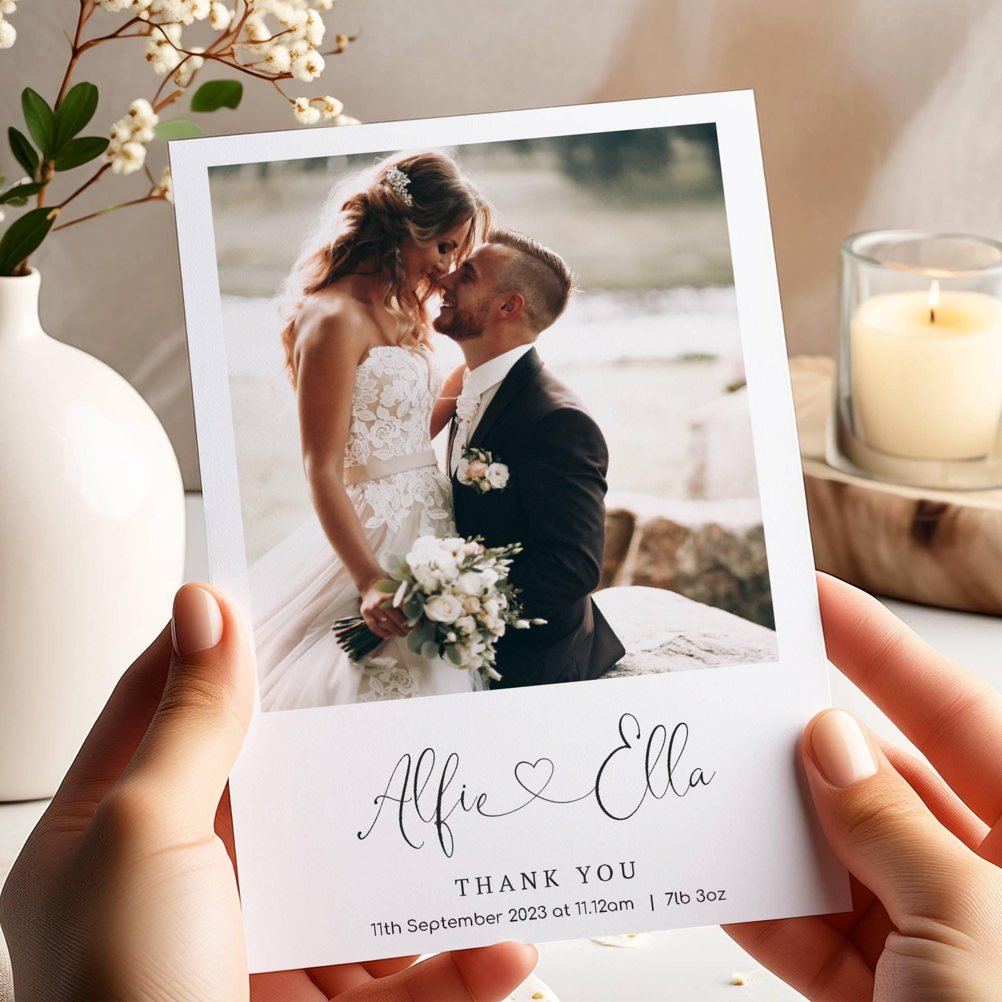 Personalised Wedding Thank You Cards, Photo, Elegant Design (Z3) - Etsy UK