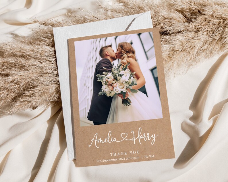 Personalised Wedding Thank You Cards, Photo, Folded Card (Z1) - Etsy UK