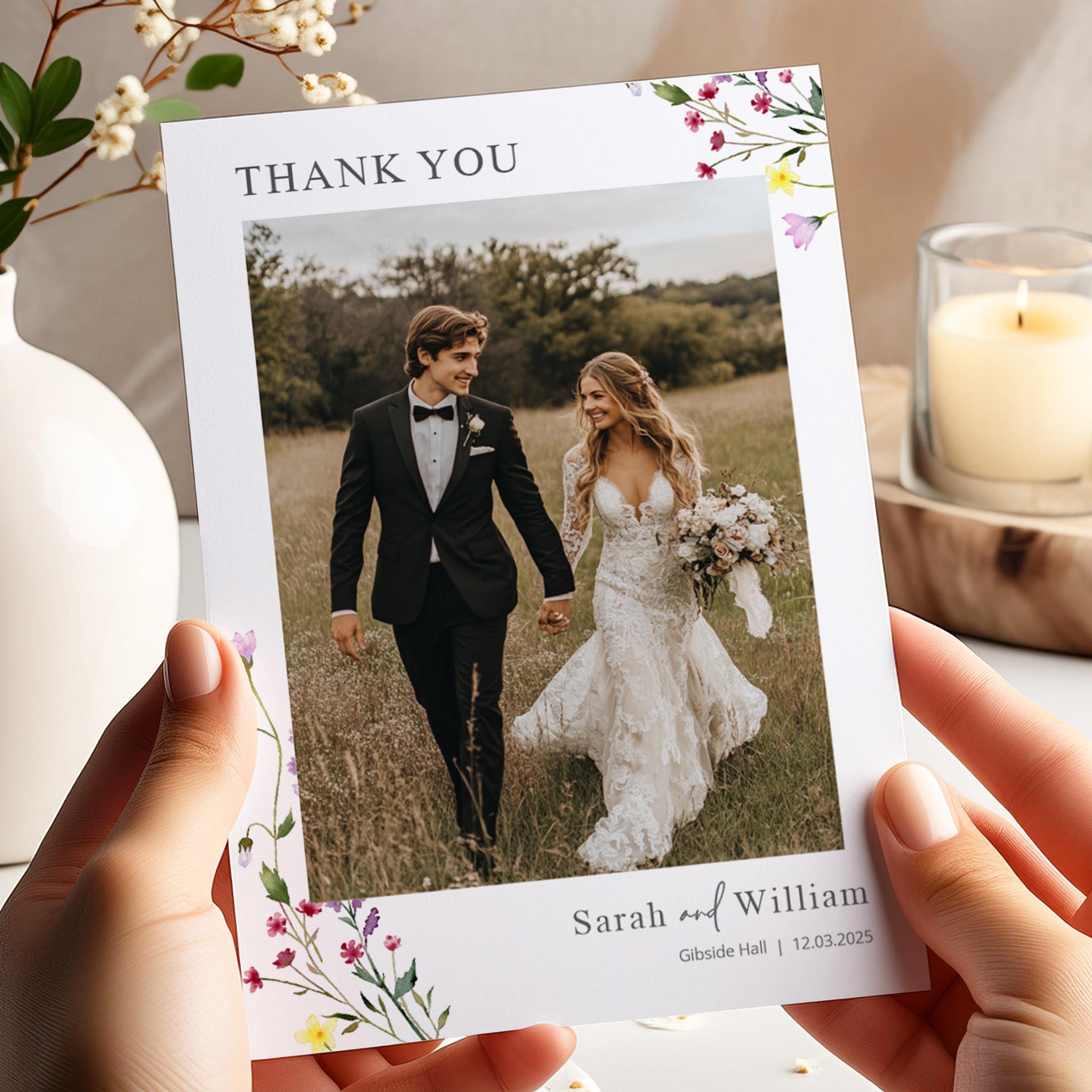 Personalised Photo Wedding Thank You Cards, Folded Card With Envelopes ...