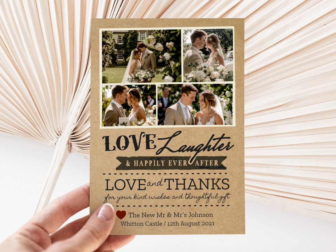 Personalised Rustic Photo Wedding Thank You Card, Folded (Z1) - Etsy UK