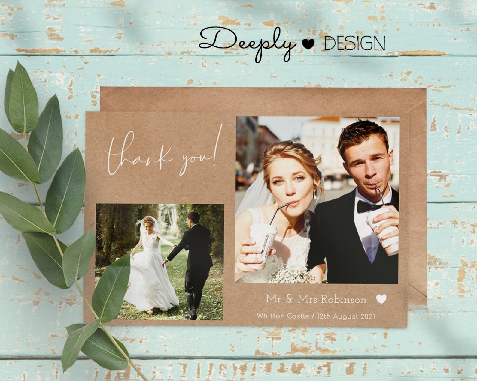 Rustic Wedding Thank You Cards Personalised Design | Etsy