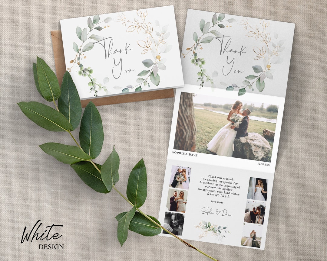 Floral Wedding Thank You Cards, Photo Z Fold, Personalised (Z2) - Etsy UK
