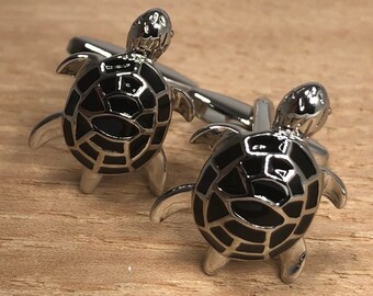 HONEY BEAR Sea Tortoise Turtle Cufflinks for Mens Stainless Steel Wedding Gift