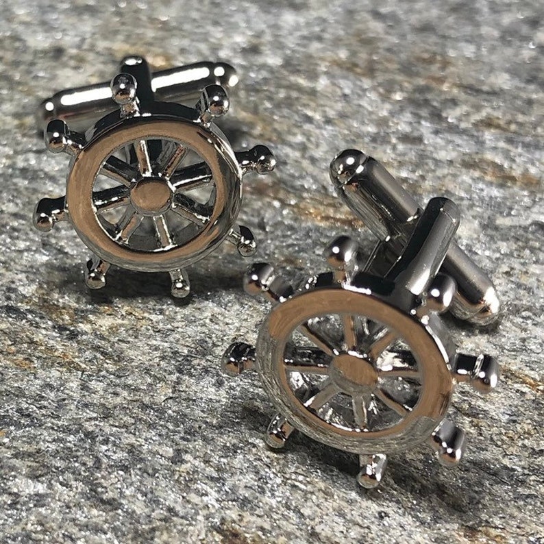 Ships Helm Cufflinks Ships Wheel Nautical Cufflinks Captain Boat Sailing Ship