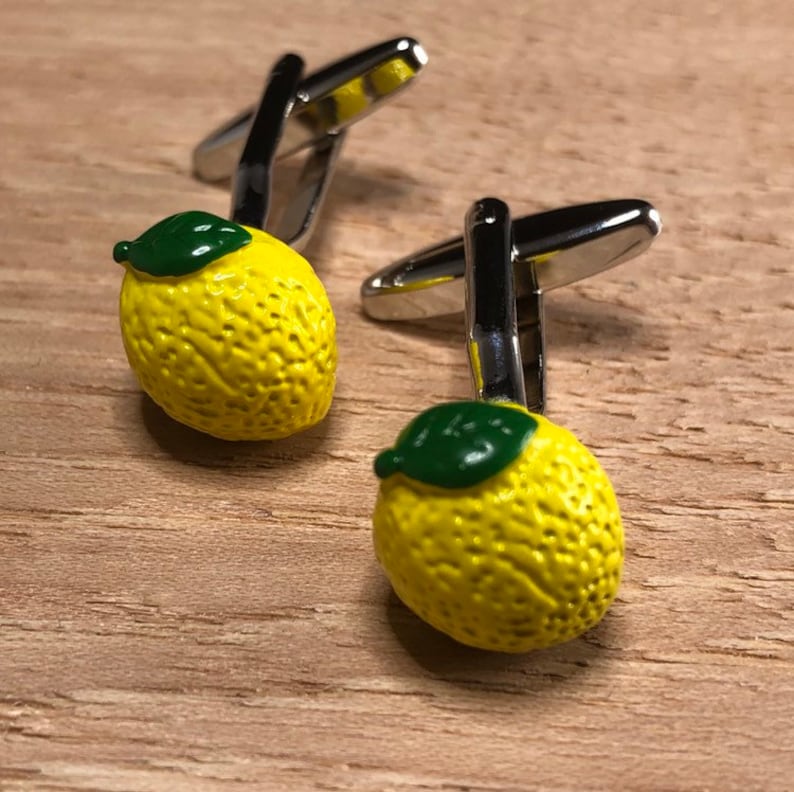 Lemon Cufflinks Chef Gifts Home Chef Food Cufflinks Baker Jewelry Gifts for Him Gifts for Chefs