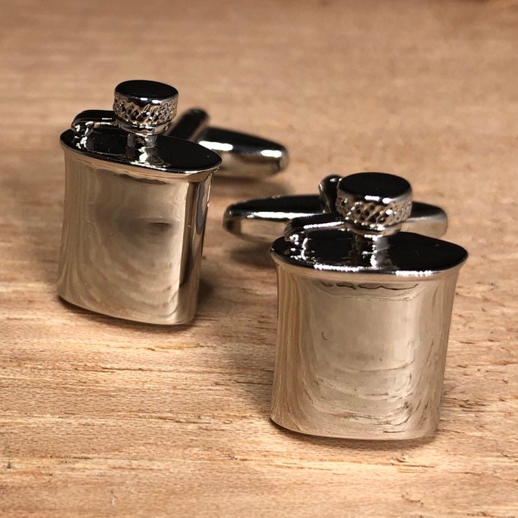 Stunning Handmade Whiskey Flask Cufflinks