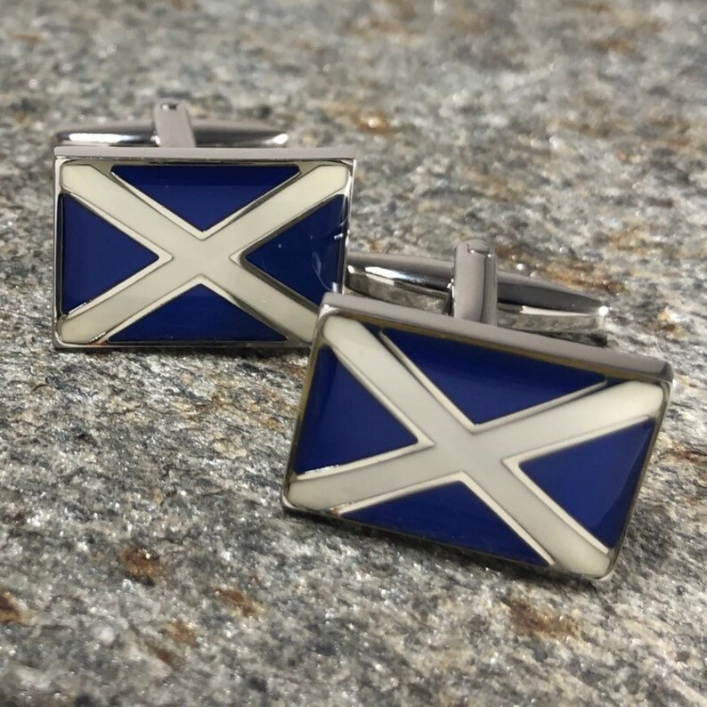 Scottish Flag Cufflinks  Scottish Themed  Travel  Adventure  World Traveler  Gifts for Him
