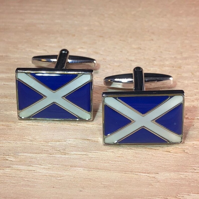 Scottish Flag Cufflinks  Scottish Themed  Travel  Adventure  World Traveler  Gifts for Him