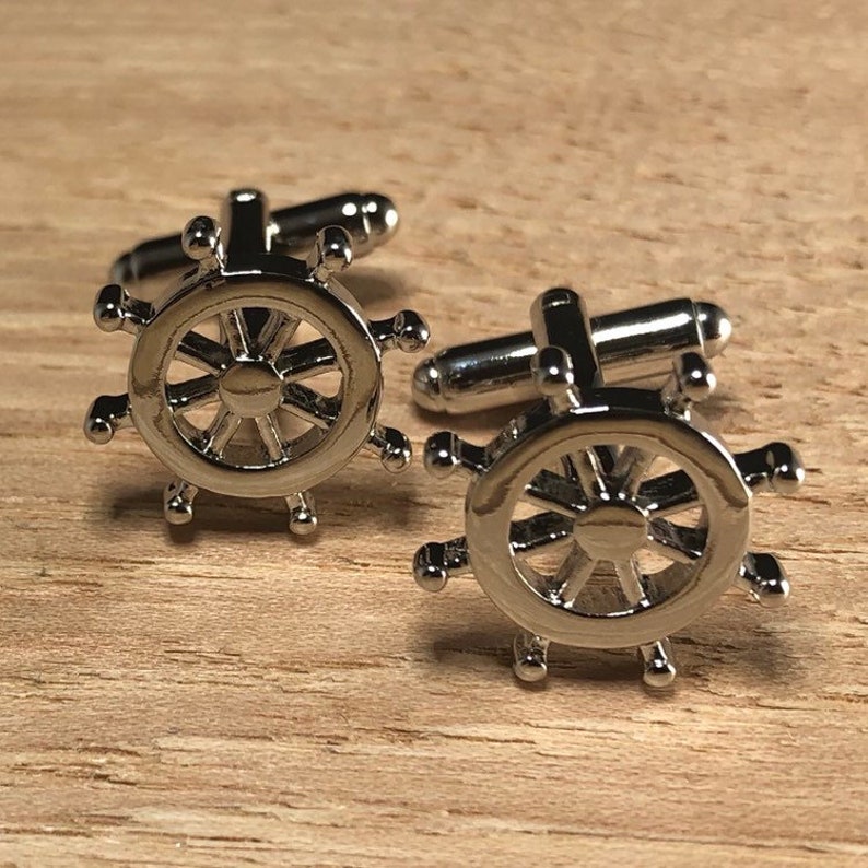 Ships Helm Cufflinks Ships Wheel Nautical Cufflinks Captain Boat Sailing Ship