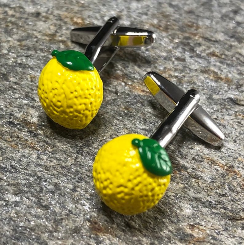 Lemon Cufflinks Chef Gifts Home Chef Food Cufflinks Baker Jewelry Gifts for Him Gifts for Chefs