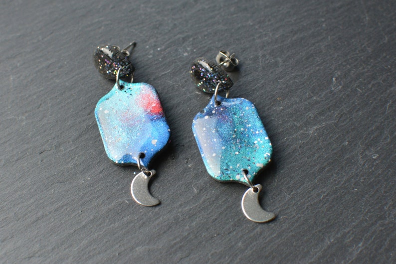 Galaxy Trio I Polymer Clay Earrings I Statement Earrings image 2