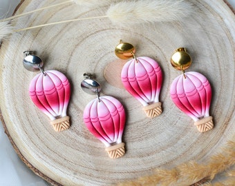 Heißluftballon Rosa Farbverlauf I Valentinstag I Polymer Clay Ohrringe I Statement Ohrringe