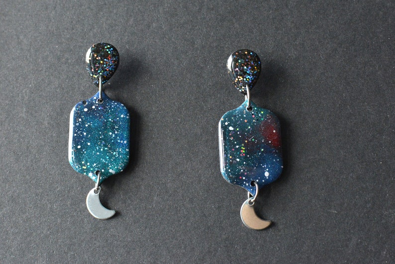 Galaxy Trio I Polymer Clay Earrings I Statement Earrings image 6