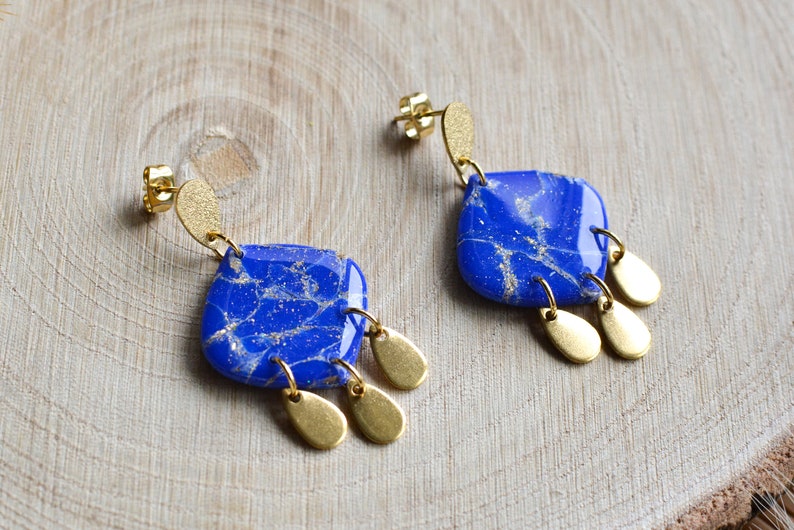 Lapislazuli Dangles I Sommer Kollektion I Polymer Clay Ohrringe I Statement Ohrringe Bild 2