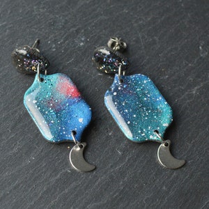 Galaxy Trio I Polymer Clay Earrings I Statement Earrings image 1