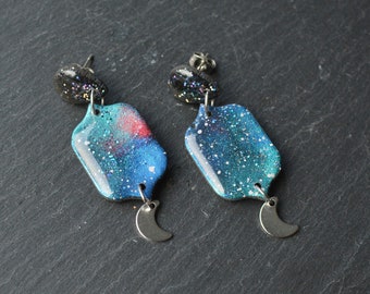 Galaxy Trio I Polymer Clay Earrings I Statement Earrings