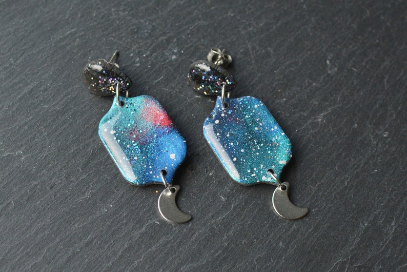 Galaxy Trio I Polymer Clay Earrings I Statement Earrings image 1