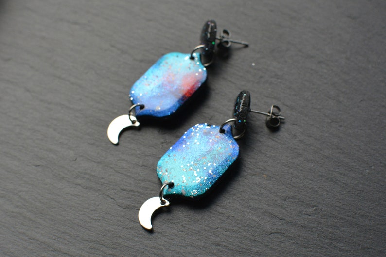 Galaxy Trio I Polymer Clay Earrings I Statement Earrings image 3