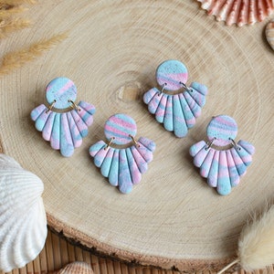 Mermaid Fan Pastel I Summer Collection I Polymer Clay Earrings I Statement Earrings