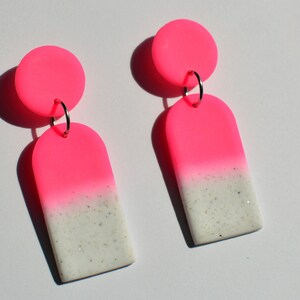 Neon Dragon Fruit Cocktail I Gradient Earrings I Polymer Clay Earrings I Statement Earrings image 6