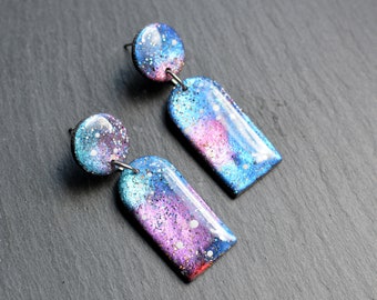 Galaxy Arches I Polymer Clay Earrings I Statement Earrings