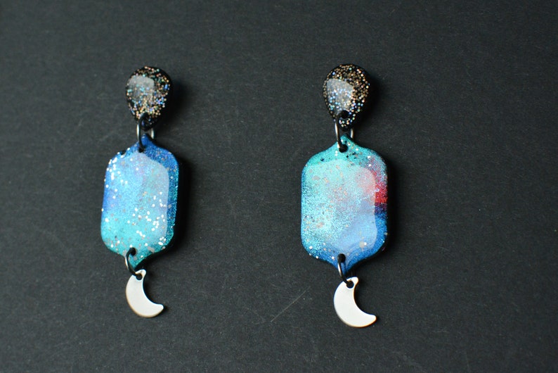 Galaxy Trio I Polymer Clay Earrings I Statement Earrings image 4