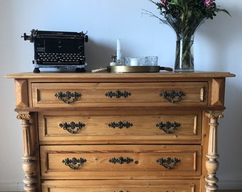 Softwood chest of drawers sideboard Wilhelminian style antique country house style nostalgia vintage