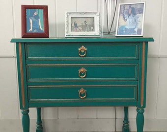 Shabby chic chest of drawers, side chest of drawers, cabinet, country house style, nostalgia, baroque, vintage gold