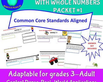 Whole Number Word Problem Printable Worksheets Grades 3-adult #1 - Etsy