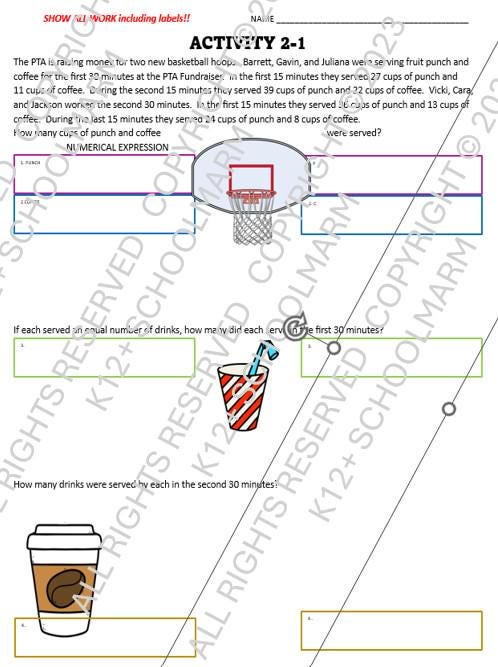 Whole Number Word Problem Printable Worksheets Grades 3-adult #2 - Etsy