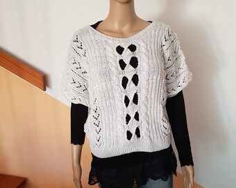 Pullover / Kurzpulli mit cut-out - Unikat