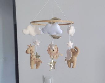 Mobile bébé Safari, décoration mobile chambre d'enfant, animaux d'Afrique, mobile pour chambre d'enfant, mobile safari chambre d'enfant, mobile bébé neutre, cadeau de baby shower