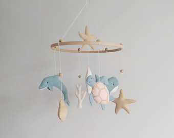 Whale Baby Mobile -Baby Mobile - Nautical Mobile- Nursery mobile- Sea ocean Mobile - Crib Mobile - Baby Shower Gift