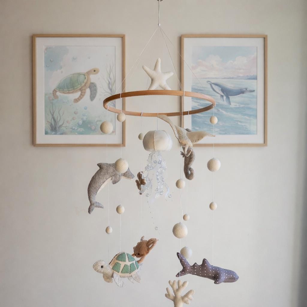 Baby crib Mobile ocean -Nursery baby mobile-Baby Mobile - Nautical Mobile- Nursery mobile- Sea ocean Mobile - Crib Mobile -Baby Shower Gift