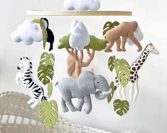 Safari-Baby-Mobile, Kinderzimmer-Mobile-Dekor, afrikanische Tiere, Mobile fürs Kinderzimmer, Kinderzimmer-Mobile Safari, neutrales Baby-Mobile, Babyparty-Geschenk